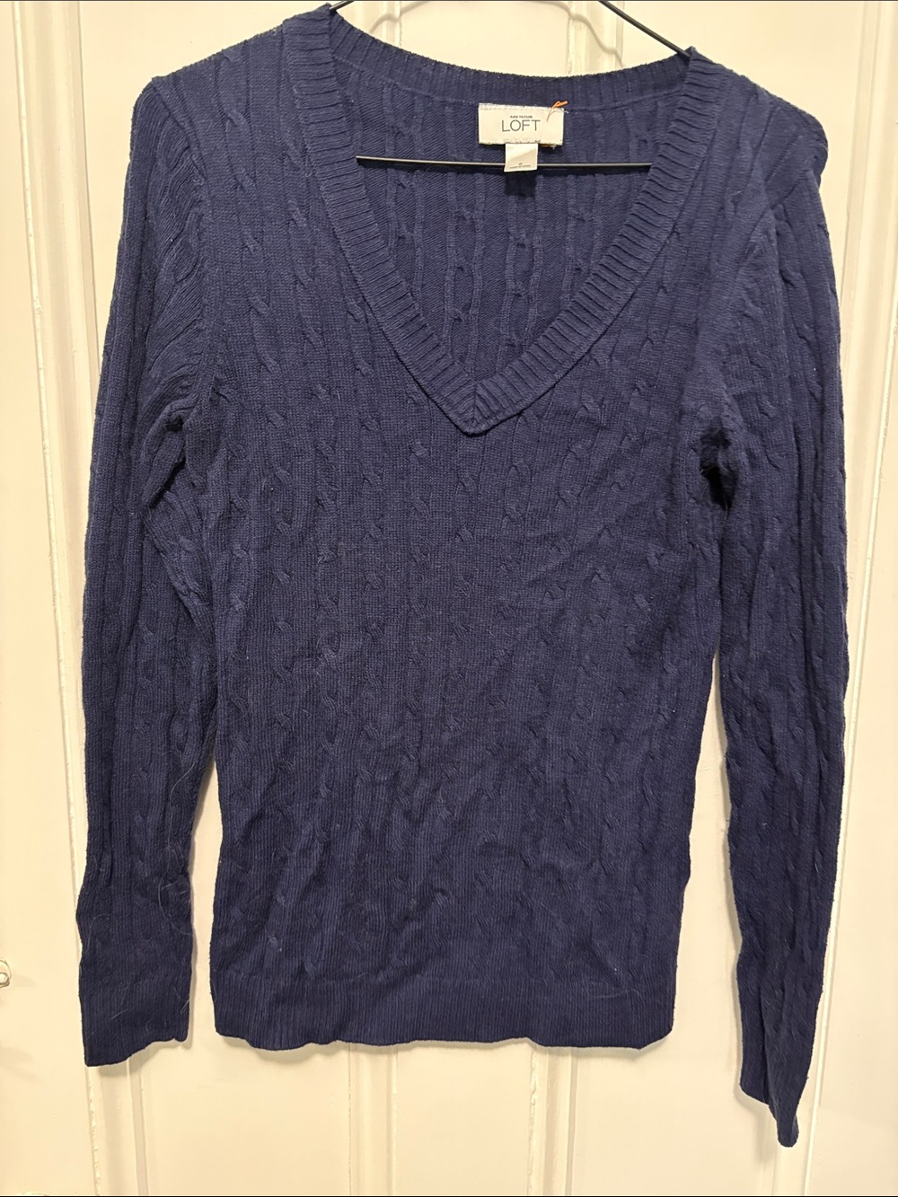 LOFT Men’s V-Neck Cable Sweater - Navy
